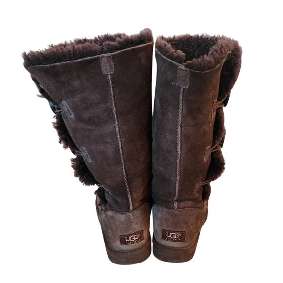 UGG Australia Chocolate Brwon 3 Bailey Button Boot Size 8 - Picture 4 of 5